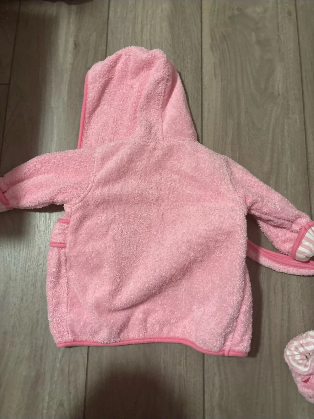 Pink terry cloth Baby Robe with booties